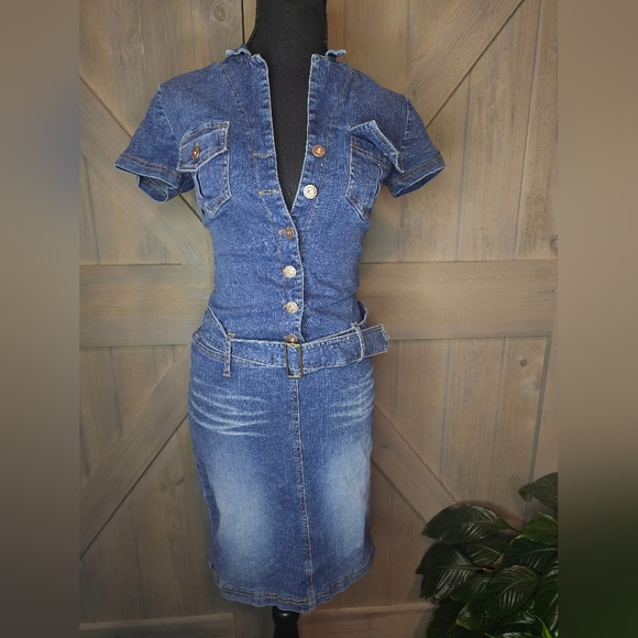Hot Kiss Dresses & Skirts - Hot Kiss Denim Button-Up Midi Dress